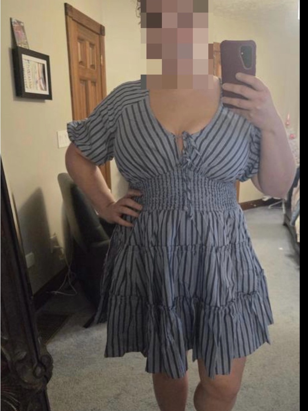 NWT Belle Isle by Torrid Puff Sleeve Smocked Mini Dress in Blue Size 2=2X=18/20 - Picture 9 of 10